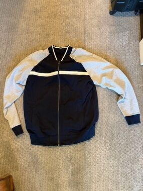 Sean John Navy Jacket with White Stripe Trim